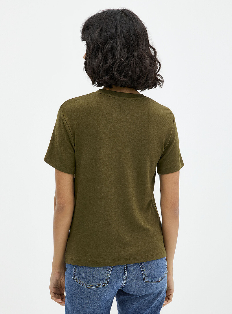 Ic&ocirc;ne Black Short-sleeve supple knit T-shirt for women