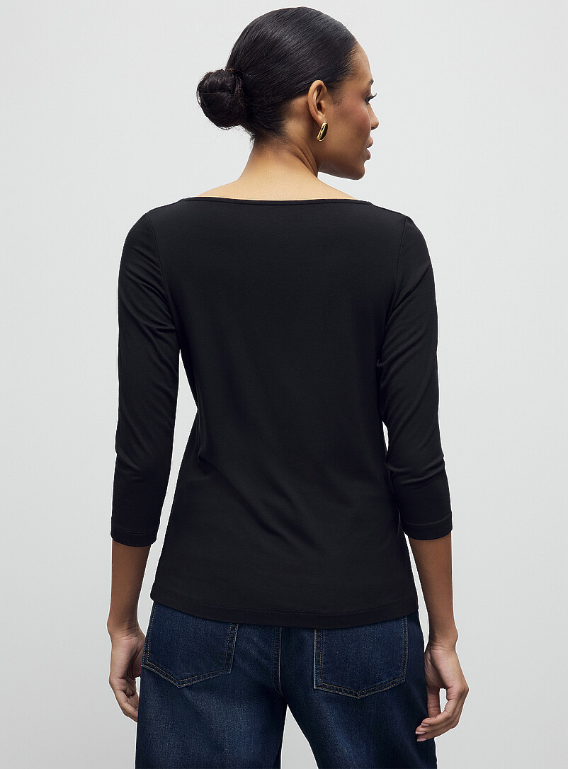 Contemporaine: Le t-shirt doux manches 3/4 Blanc pour femme
