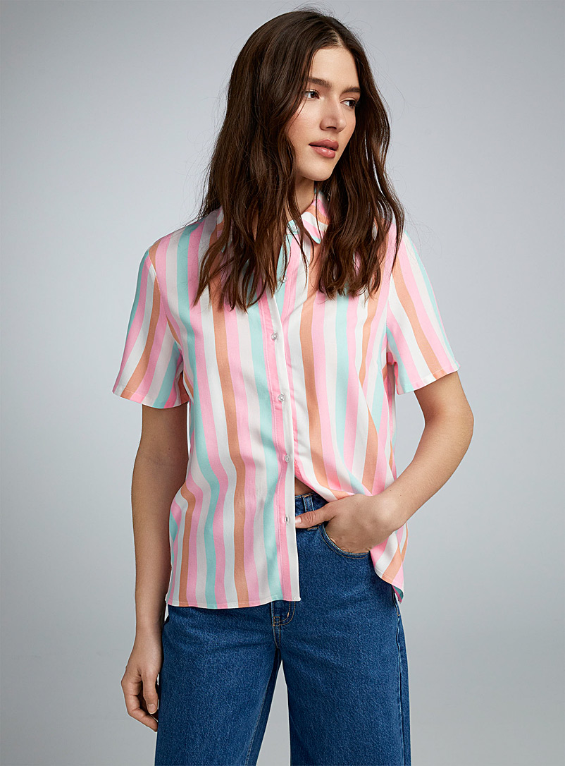 Twik Pink Striped flowy shirt for women