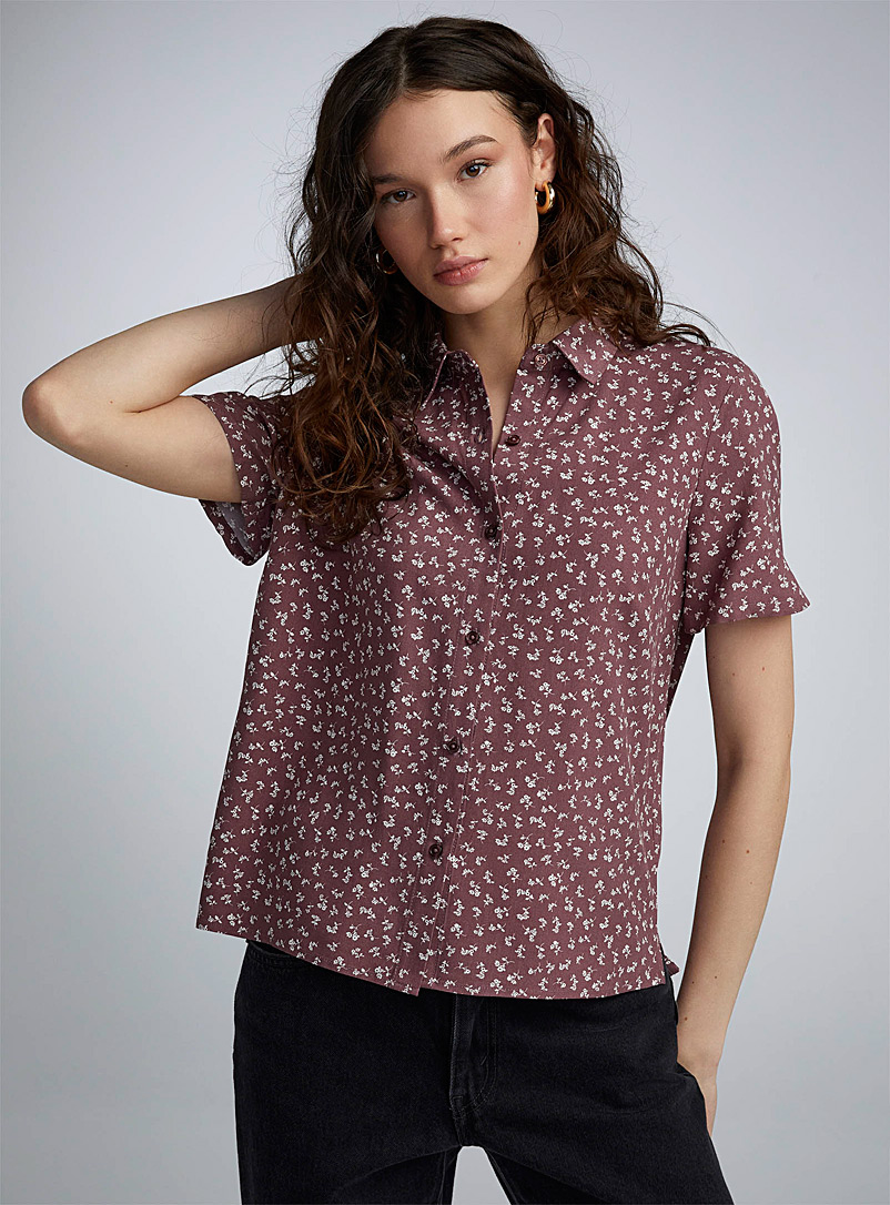 Twik Patterned Red Printed fluid shirt for women