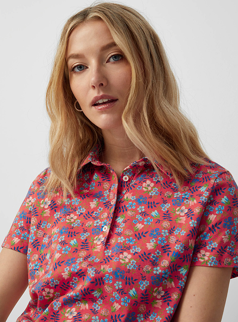 Contemporaine Patterned Red Enchanted bloom polo Made with Liberty Fabric for women
