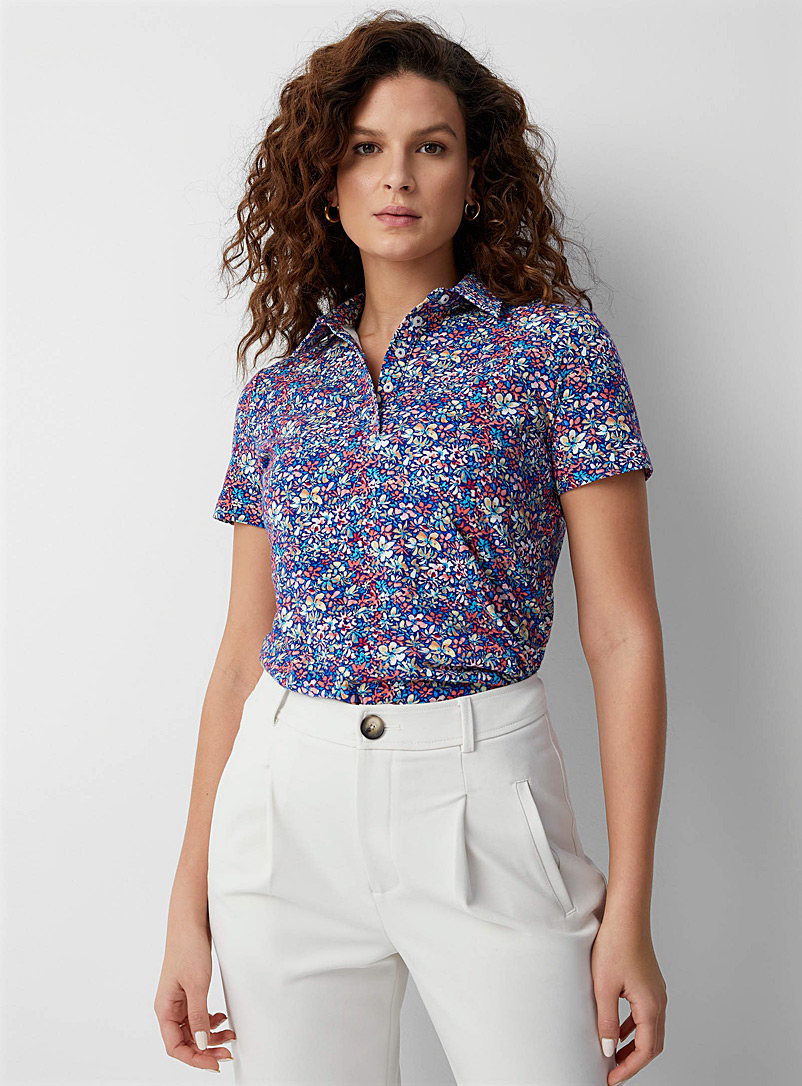 Contemporaine Assorted Floral jersey polo for women