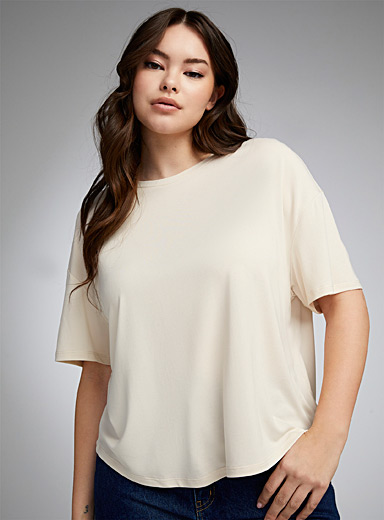 Twik: Le t-shirt ample modal fluide Beige crème pour femme