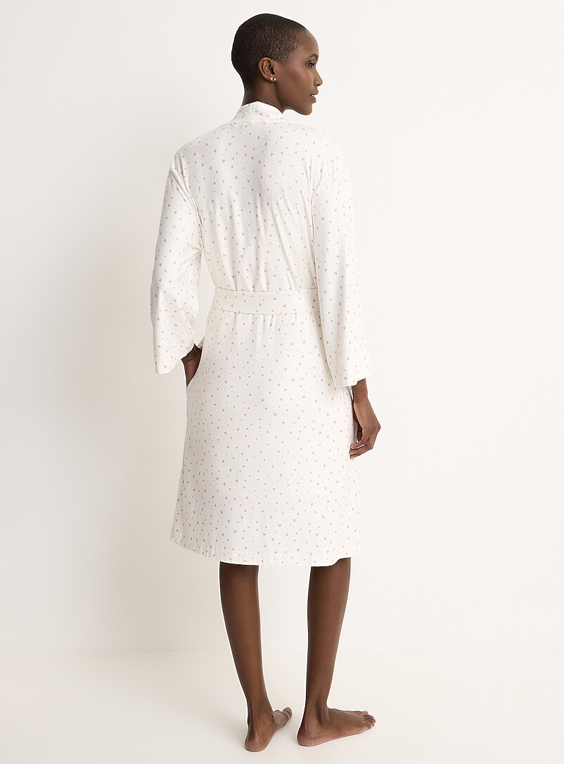Miiyu Patterned White Velvety captivating print robe for women