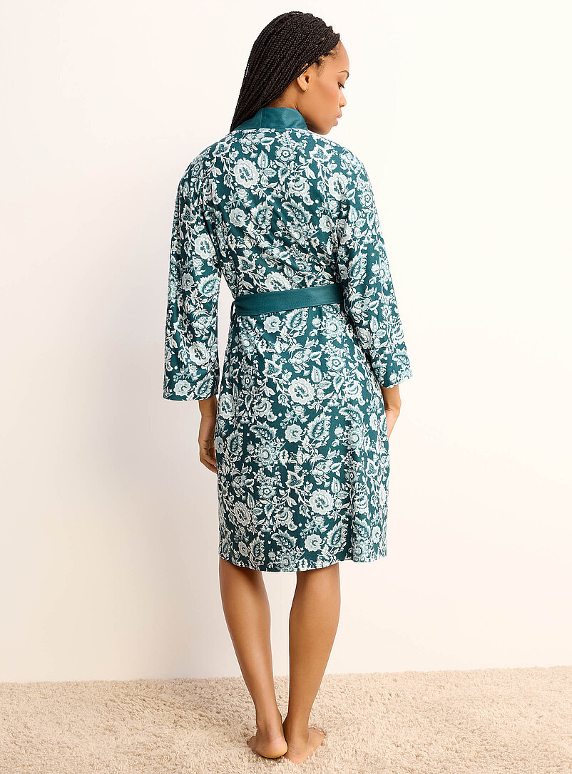 Miiyu Patterned White Velvety captivating print robe for women