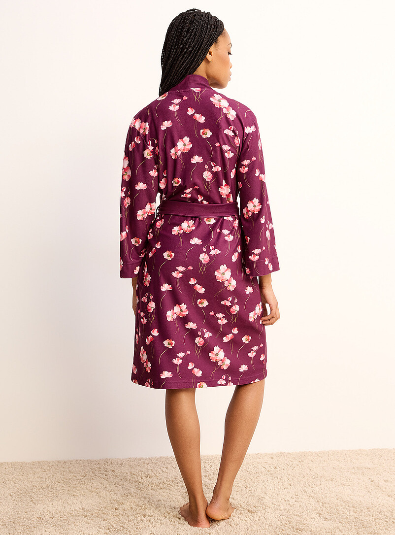 Miiyu Patterned White Velvety captivating print robe for women