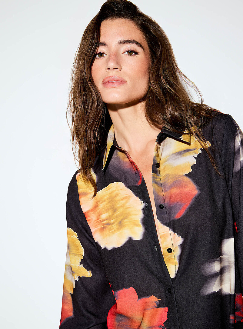 Ic&ocirc;ne Chocolate/Espresso Printed ultra-long shirt for women