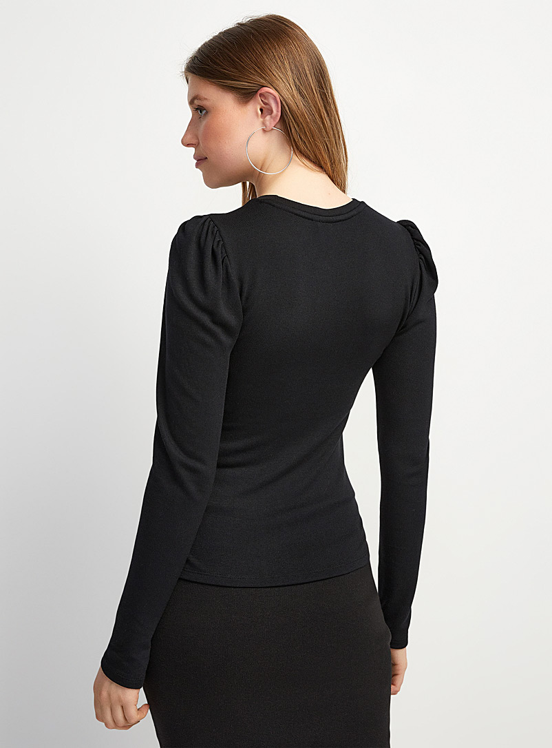 Ic&ocirc;ne: Le t-shirt tricot souple &eacute;paules bouffantes Vert irlandais - &Eacute;meraude pour femme