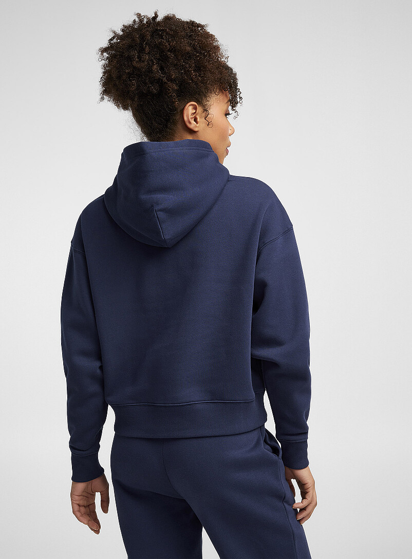 I.FIV5 Navy/Midnight Blue Organic cotton fleece jersey hoodie for women