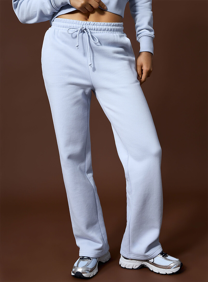 I.FIV5: Le pantalon jambe large jersey molletonn&eacute; Blanc pour femme