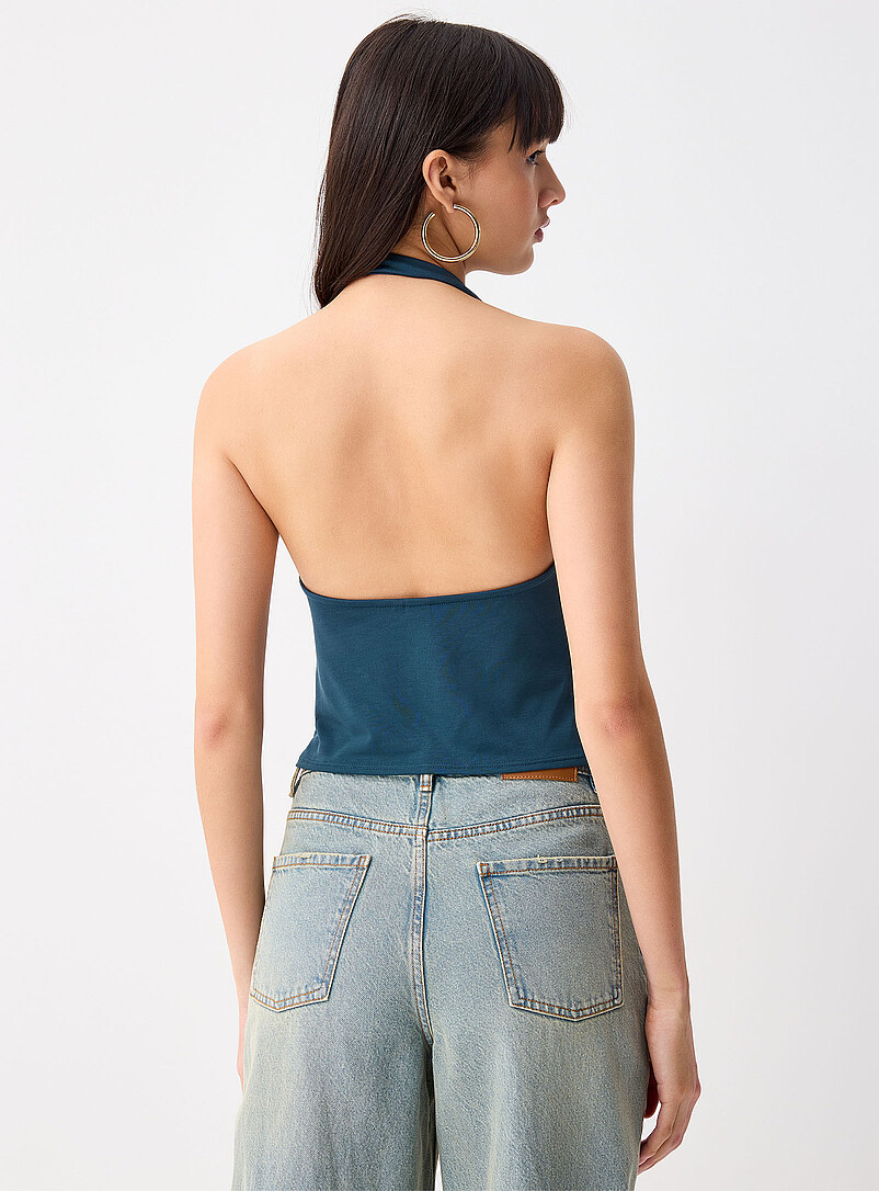 Twik: La camisole licou col drap&eacute; Rouge framboise - Cerise pour femme