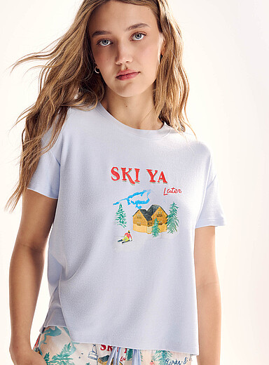 Miiyu x Twik: Le t-shirt carr&eacute; ultradoux Bleu pour femme