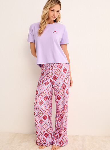 Miiyu x Twik Patterned Crimson Ultra-soft pyjama pant for women