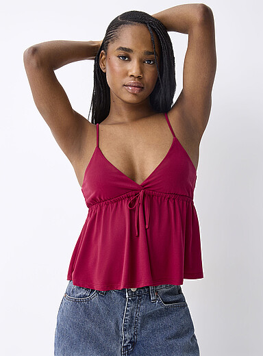 Twik: La camisole babydoll ajustable boucle Bourgogne pour femme