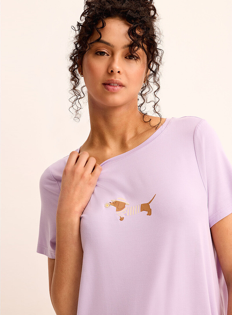 Miiyu: Le t-shirt de nuit fluide motif apaisant Bleu marine - Bleu nuit pour femme