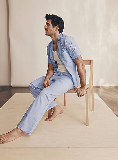 Le pantalon pyjama popeline ray&eacute;