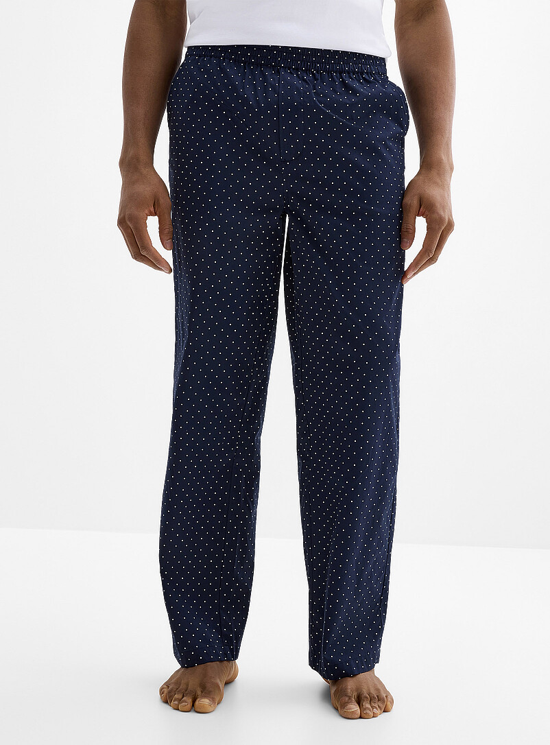 Le 31: Le pantalon pyjama popeline ray&eacute; Bleu fonc&eacute; - Indigo pour homme