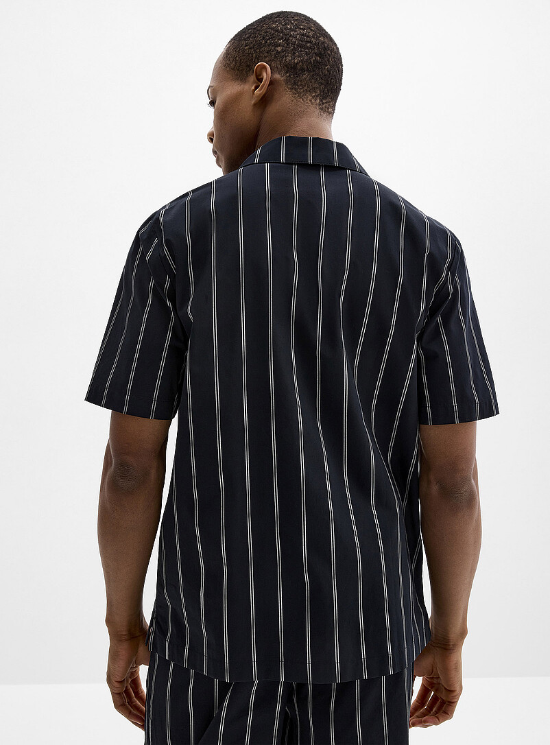 Le 31: La chemise popeline ray&eacute;e Blanc et noir pour homme