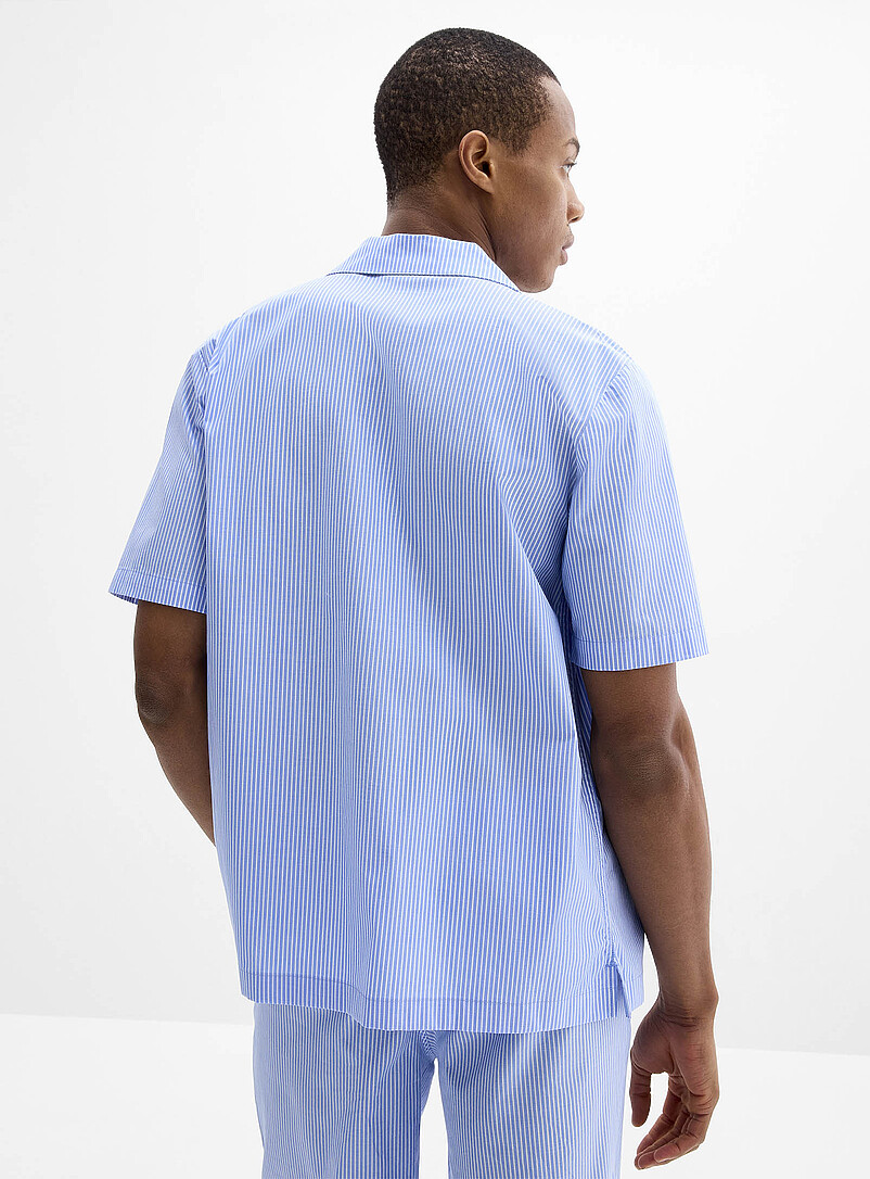 Le 31: La chemise popeline ray&eacute;e Blanc et noir pour homme