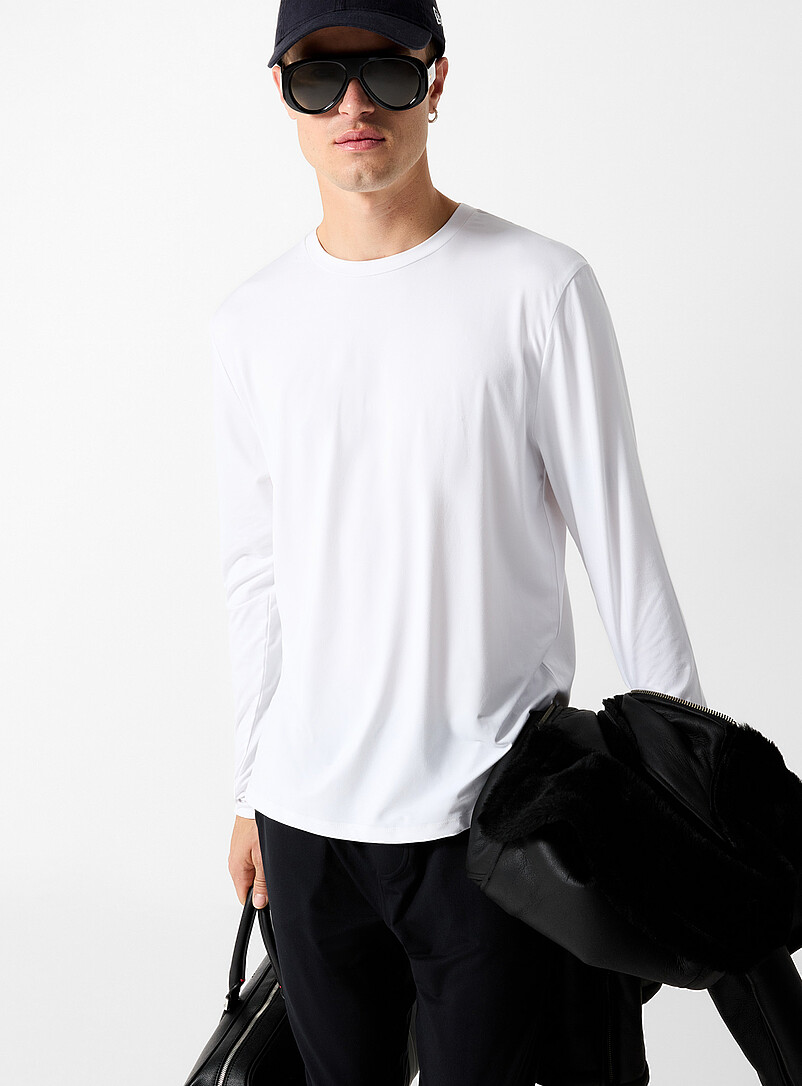 I.FIV5: Le t-shirt manches longues ultradoux Blanc pour homme