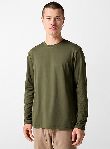 I.FIV5 Mossy Green Ultra-soft long-sleeve tee for men