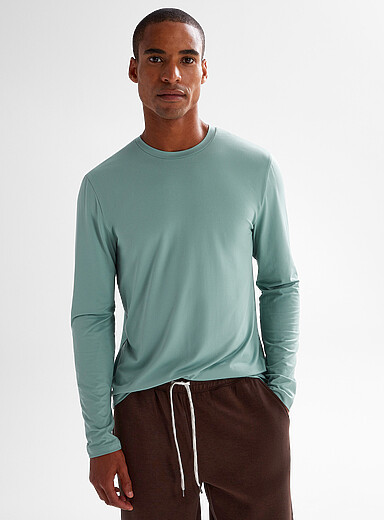 I.FIV5: Le t-shirt manches longues ultradoux Vert irlandais - &Eacute;meraude pour homme