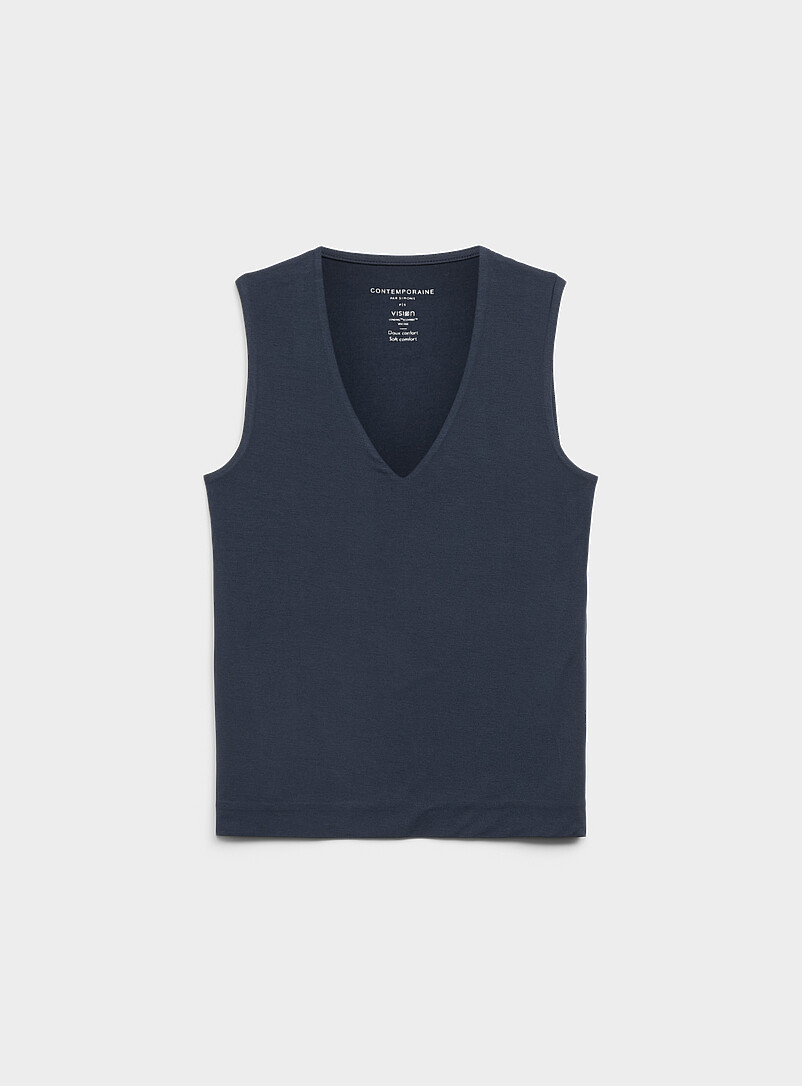Contemporaine: La camisole fluide col V Ivoire - Beige cr&egrave;me pour femme