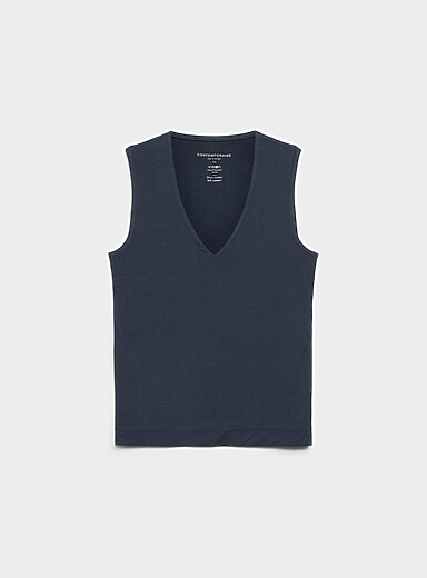 Contemporaine Navy/Midnight Blue Flowy V-neck cami for women