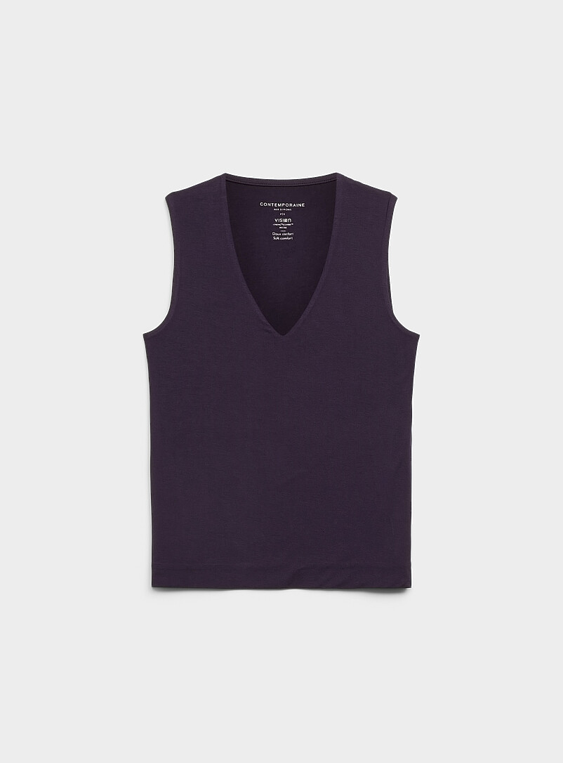 Contemporaine: La camisole fluide col V Ivoire - Beige cr&egrave;me pour femme