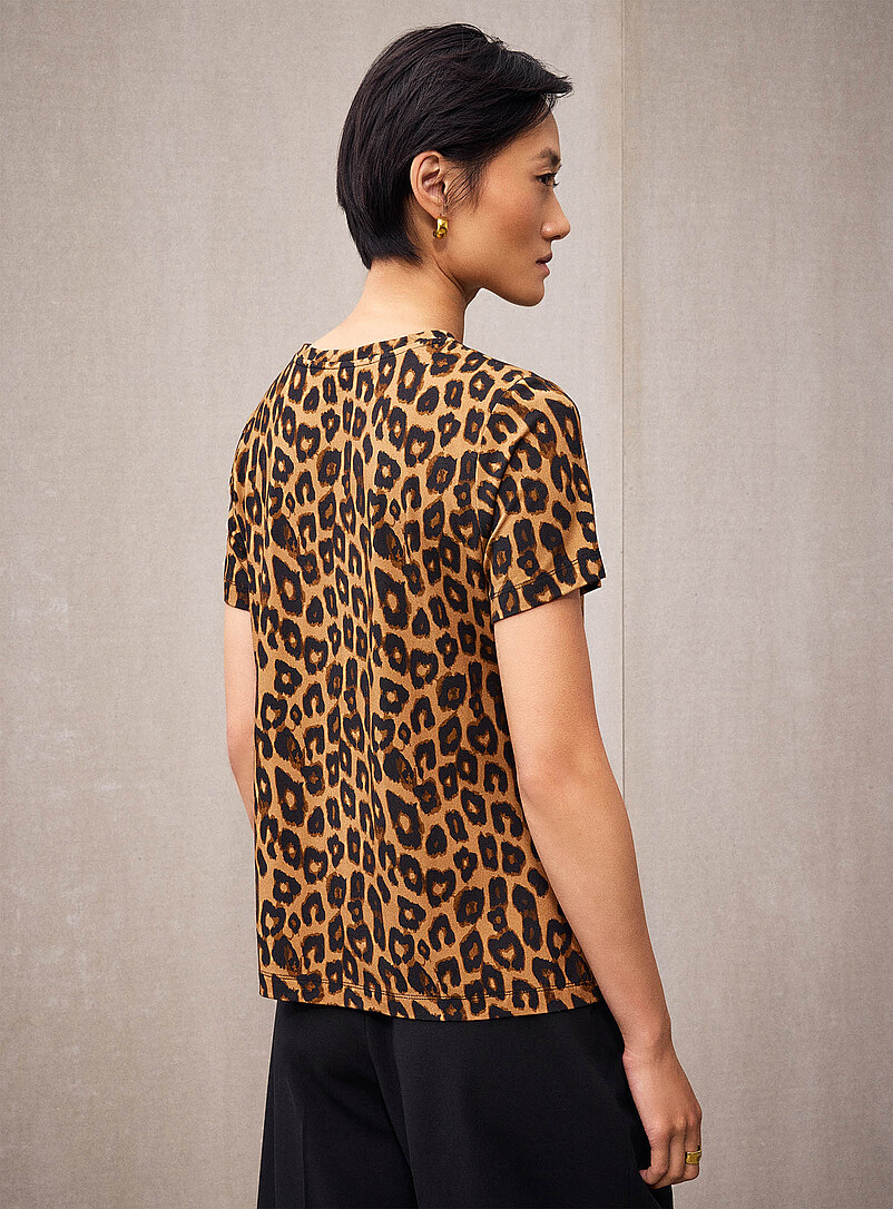 Contemporaine: Le t-shirt fluide &agrave; motif col rond Taupe pour femme
