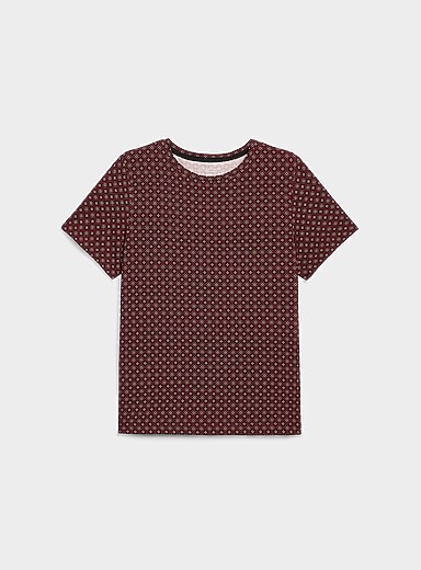 Patterned flowy crew-neck T-shirt