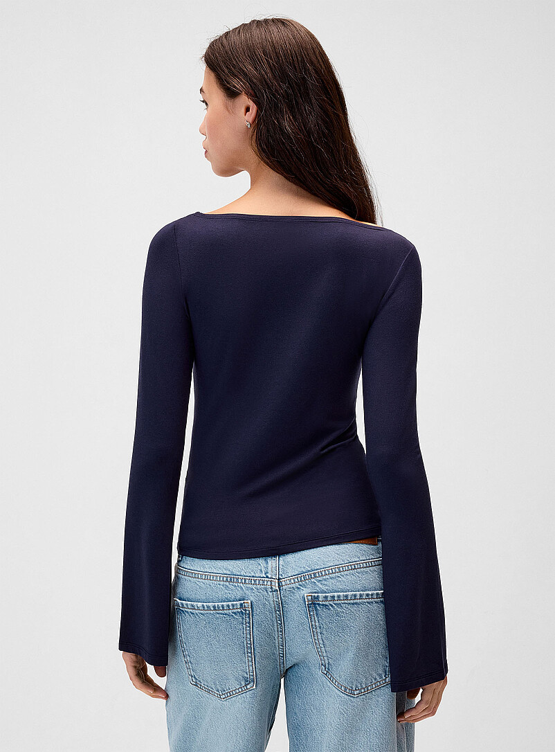 Bell-sleeve boat-neck T-shirt | Twik | Shop Women's Long Sleeves