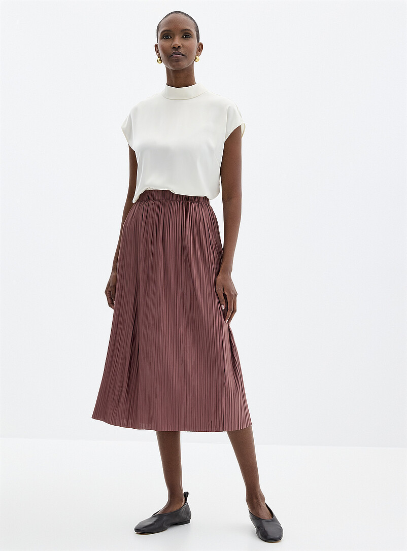 Pleated satiny skirt | Contemporaine | Women's Midi Skirts & Mid