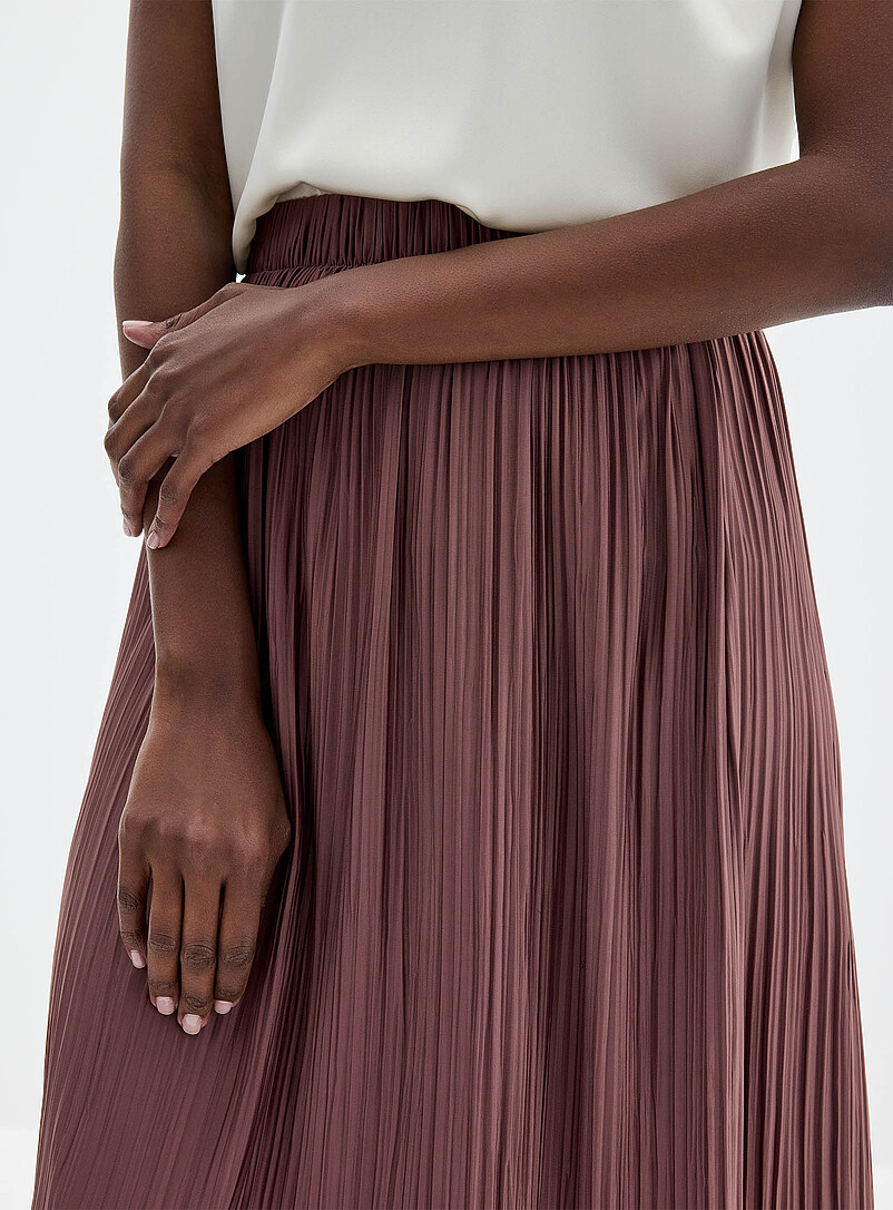 Combishort Jupe-short Tissé Stretch Chocolat Plissé | Combinaisons Et