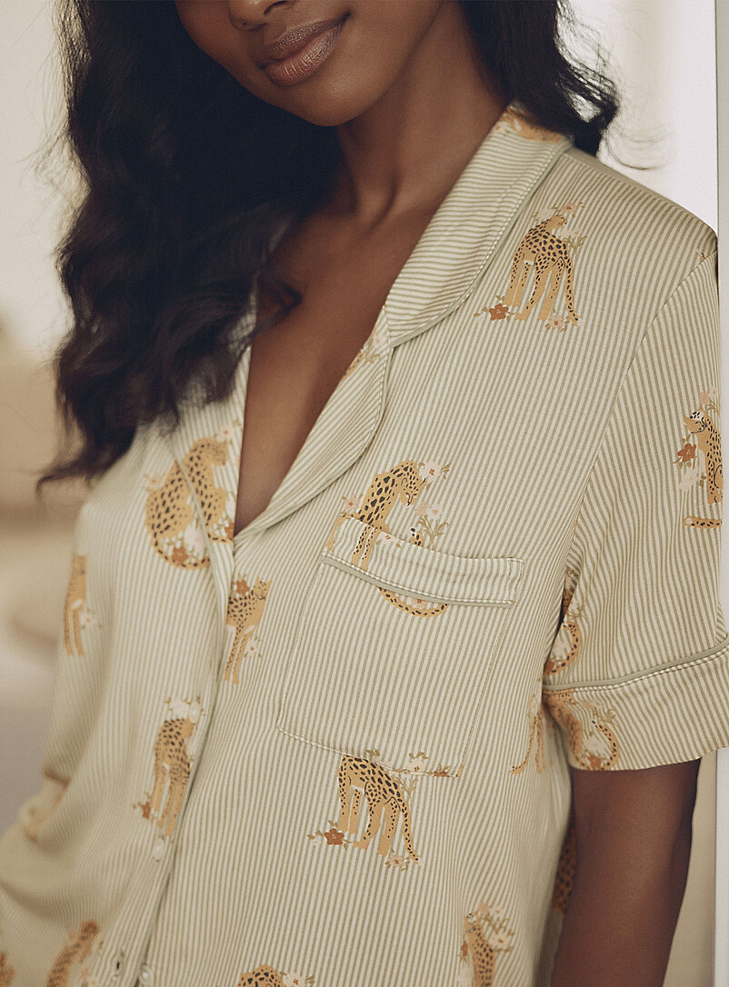 Miiyu Patterned Green Soft and comfy pyjama set for women