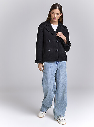 Manteau Chaud Effet Mouton Retourné Be Girl - Taille 42/44, Couleur Crème, Occasion Très Bon état