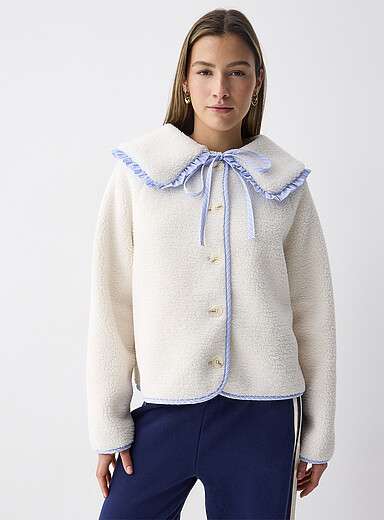 Twik: La veste effet mouton col Claudine Blanc pour femme