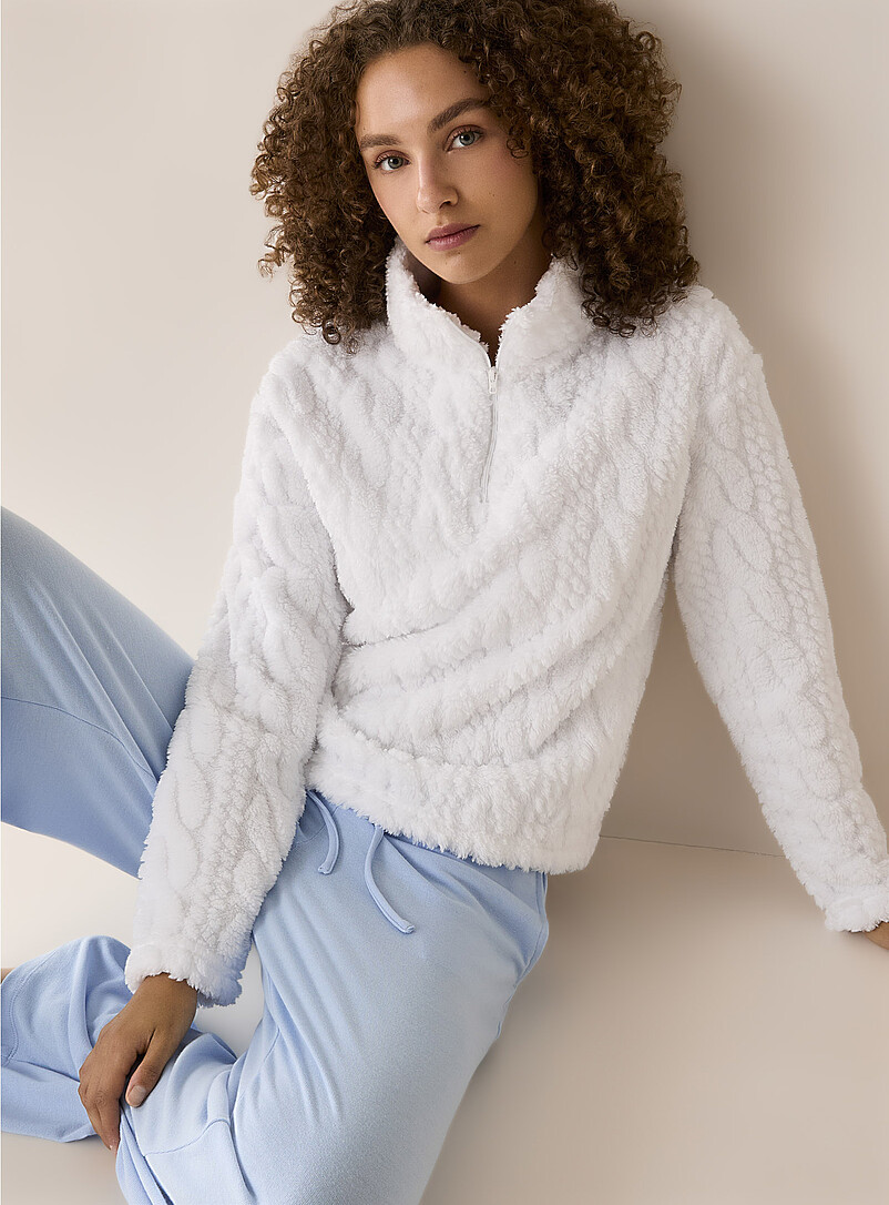 Plush cable-knit half-zip sweatshirt | Miiyu x Twik | Women's