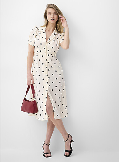 Notch collar belted midi dress