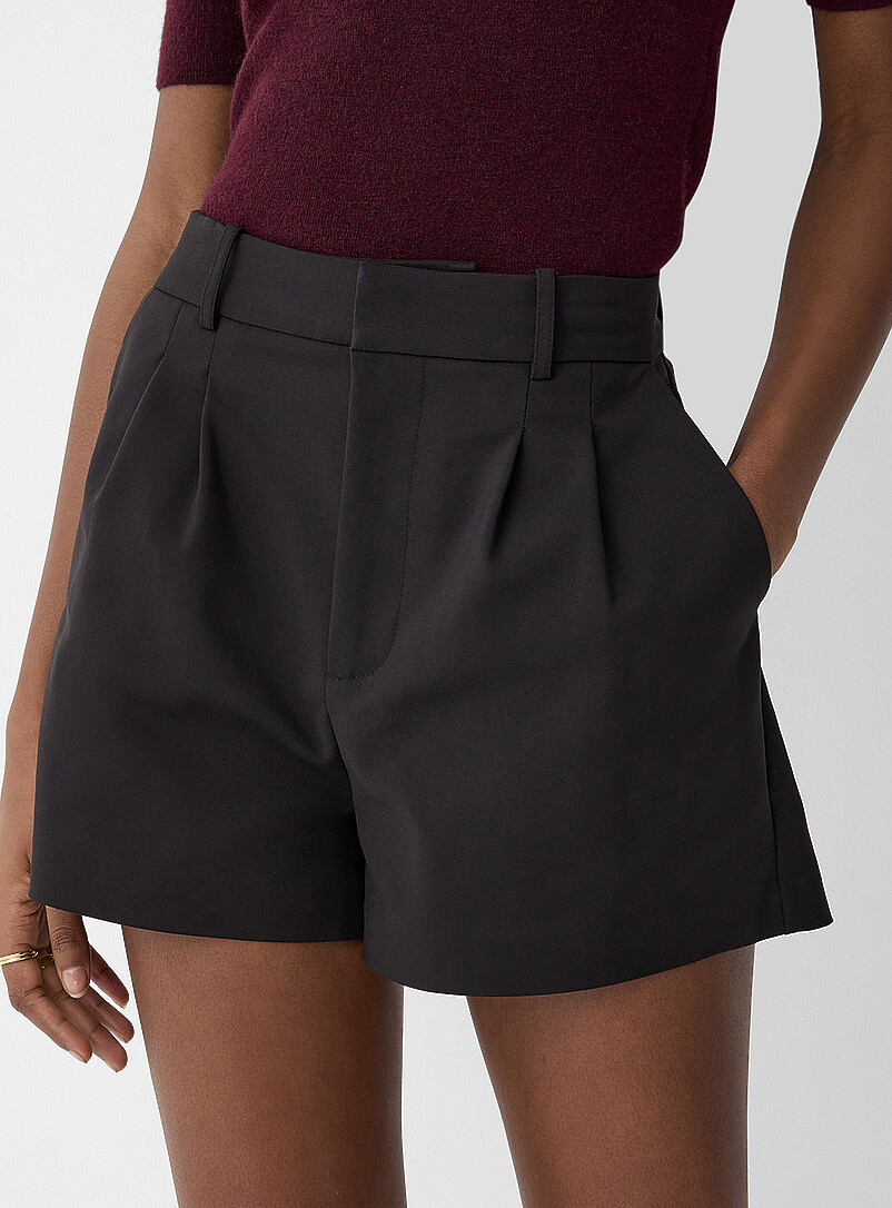 Ic&ocirc;ne Khaki Stretch pleated dress short for women