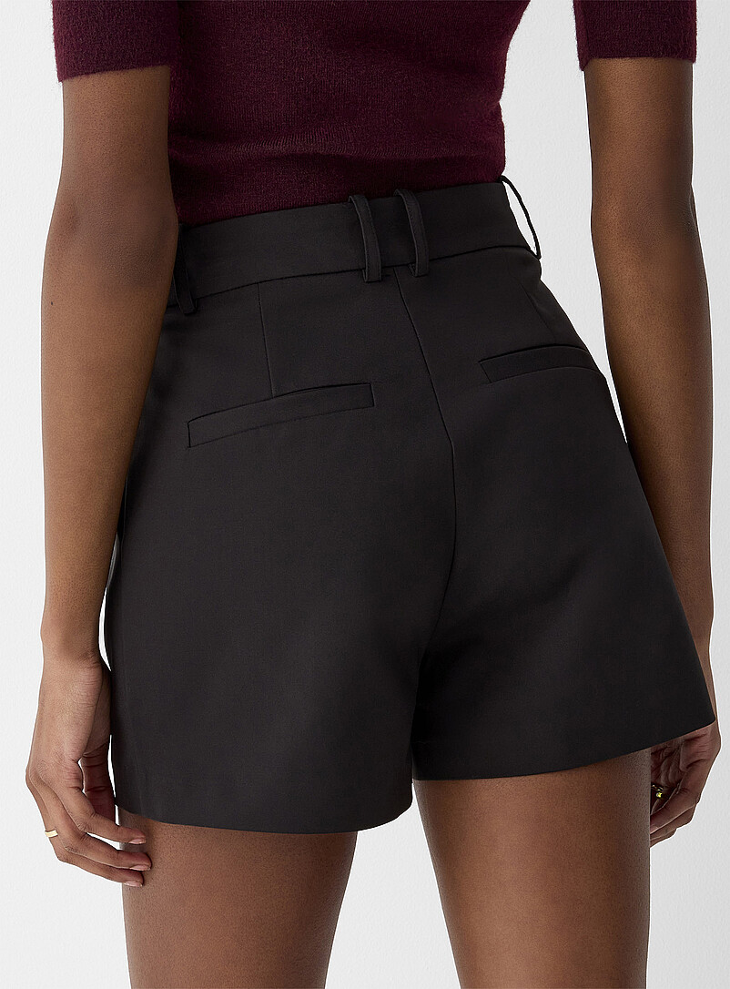Ic&ocirc;ne Khaki Stretch pleated dress short for women