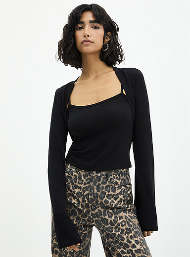 Ic&ocirc;ne Black Supple knit bolero and cami for women