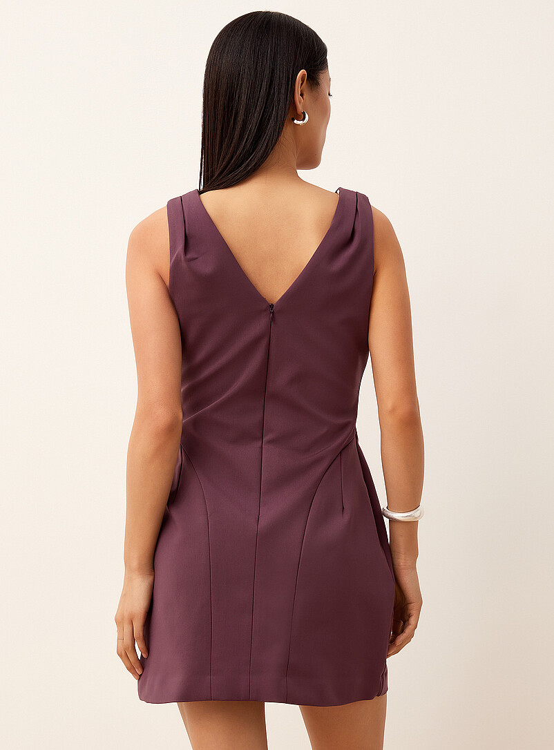 Ic&ocirc;ne Grape/Dark Crimson Topstitched and structured minidress for women