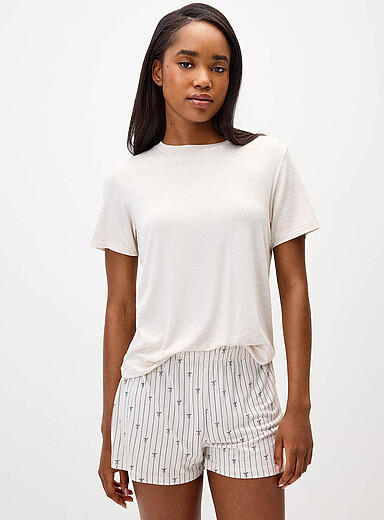 Miiyu x Twik: Le short pyjama souple adorable motif Cr&egrave;me pour femme