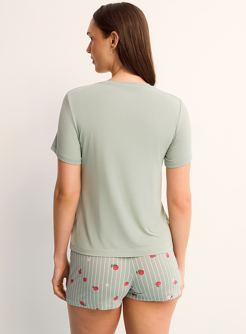 Miiyu x Twik: Le t-shirt souple uni/motif Vert &agrave; motifs pour femme