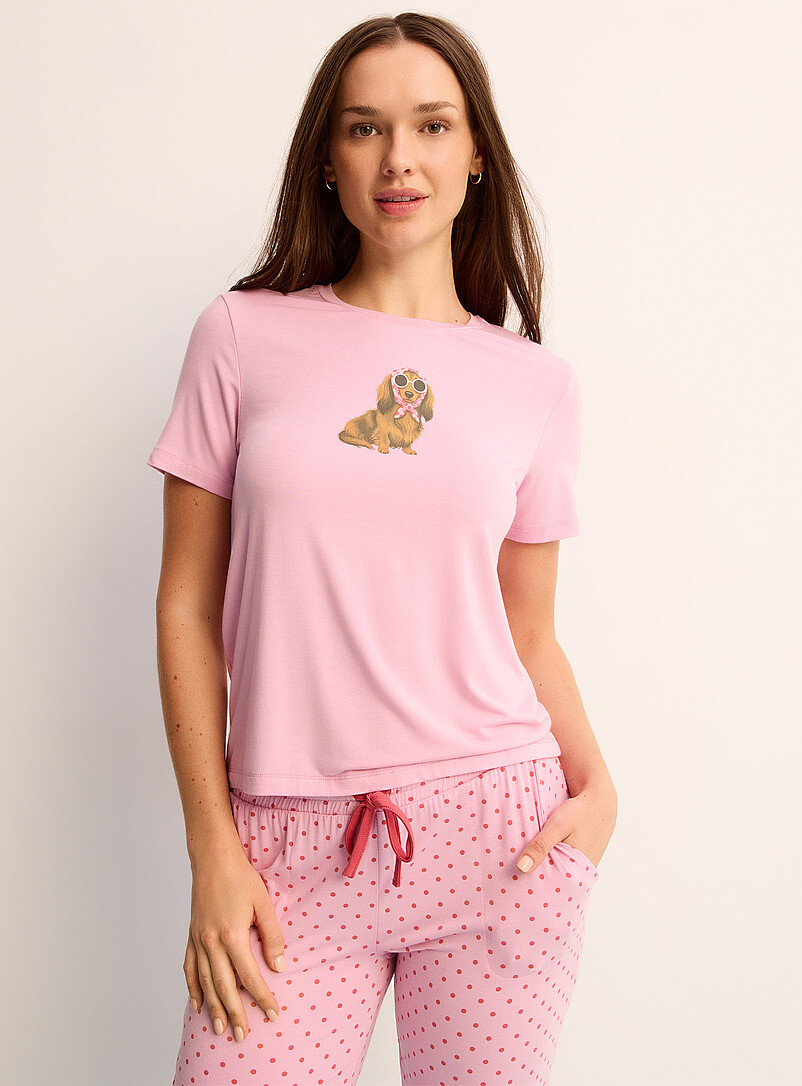 Miiyu x Twik: Le t-shirt souple uni/motif Vert &agrave; motifs pour femme
