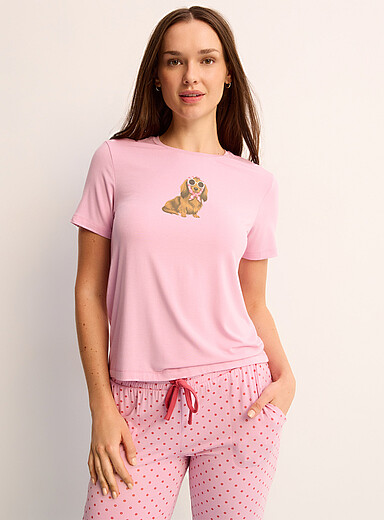 Miiyu x Twik Peach Pink Solid/patterned soft T-shirt for women