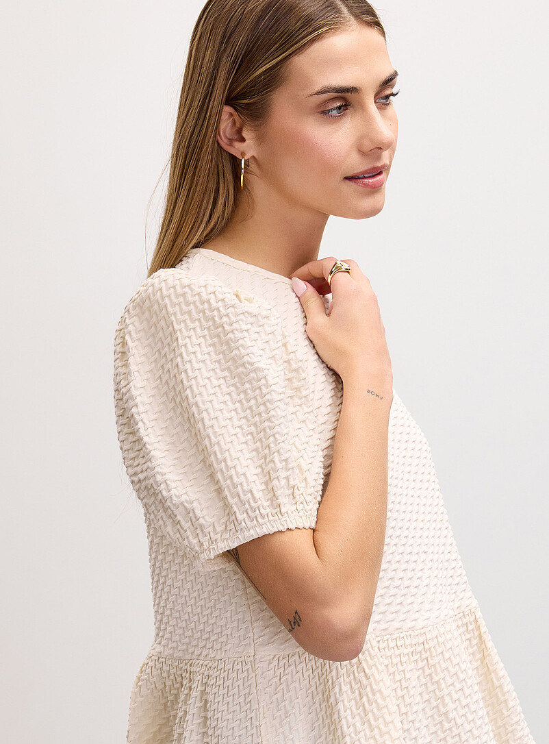Ic&ocirc;ne Baby Blue Waffle knit peplum waist T-shirt for women