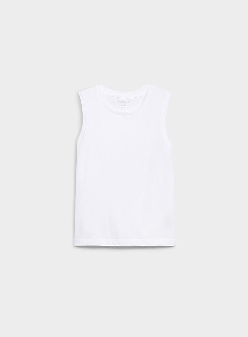 Contemporaine: La camisole col rond pur coton bio Blanc pour femme