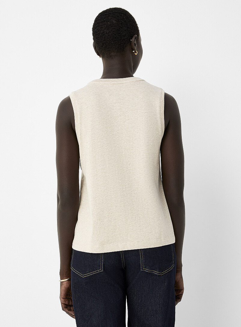 Contemporaine: La camisole col rond pur coton bio Blanc pour femme